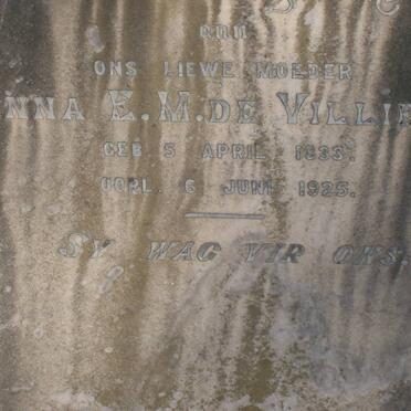 VILLIERS Anna E.M., de 1833-1925