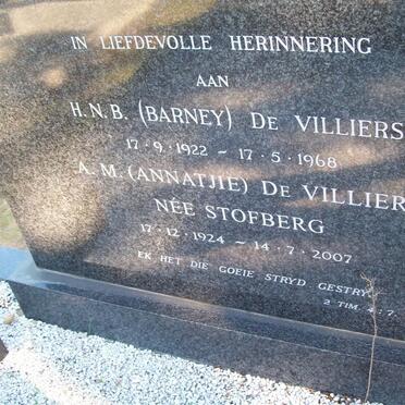 VILLIERS H.N.B., de 1922-1968 &amp; A.M. STOFBERG 1924-2007