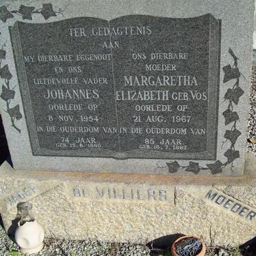 VILLIERS Johannes -1954 &amp; Margaretha Elizabeth VOS -1967