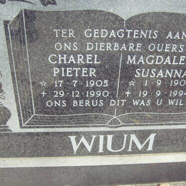WIUM Charel Pieter 1905-1990 &amp; Magdalena Susanna 1906-1994
