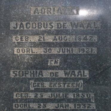 WAAL Adriaan Jacobus, de 1842-1921 &amp; Sophia EKSTEEN 1850-1932