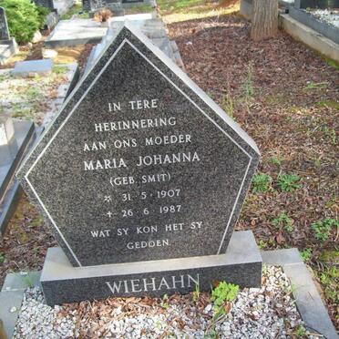 WIEHAHN Maria Johanna nee SMIT 1907-1987