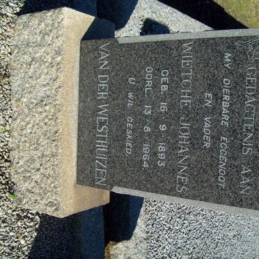 WESTHUIZEN Wietche Johannes, van der 1893-1964