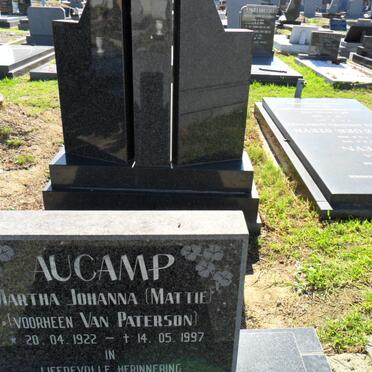 AUCAMP Martha Johanna nee VAN PATERSON 1922-1997