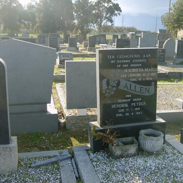 ALLEN Hendrik Petrus 1919-1997 &amp; Magrieta Maria LOURENS 1923-1972