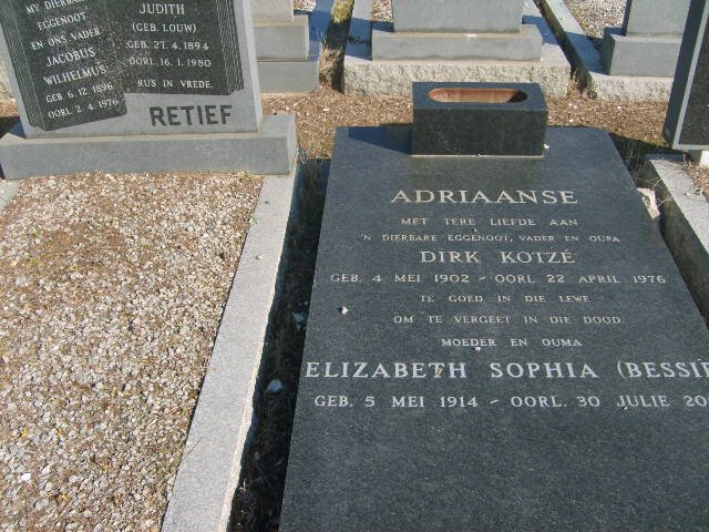 ADRIAANSE Dirk Kotzé 1902-1976 &amp; Elizabeth Sophia 1914-20?
