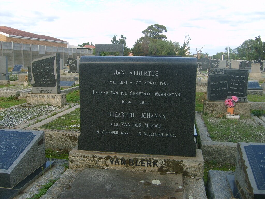 BLERK  Jan Albertus, van 1871-1963 &amp; Elizabeth Johanna VAN DER MERWE 1877-1964
