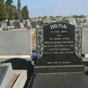 BRINK Helena Maria Francina 1883-1970 &amp; Aletta Fronica 1892-1982
