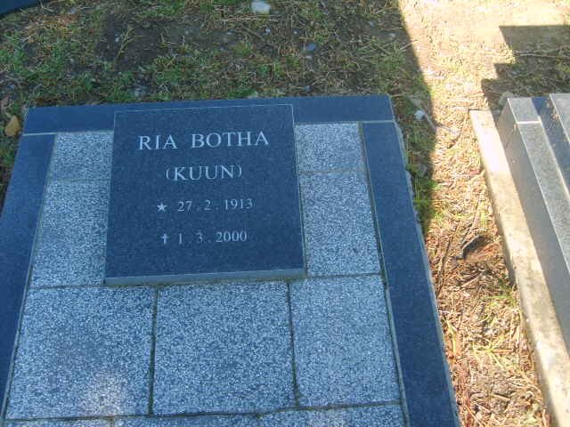 BOTHA Ria nee KUUN 1913-2000