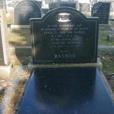 BASSON Coenraad Hendrik 1892-1974 &amp; Annie C. VAN AARDE 1891-1963