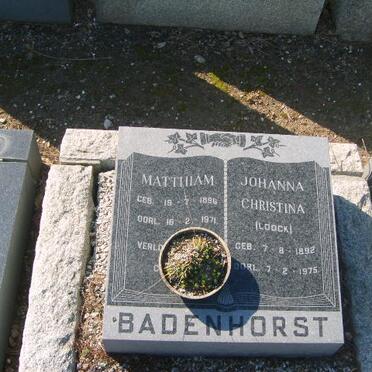 BADENHORST Matthiam 1896-1971 &amp; Johanna Christina LOOCK 1892-1975