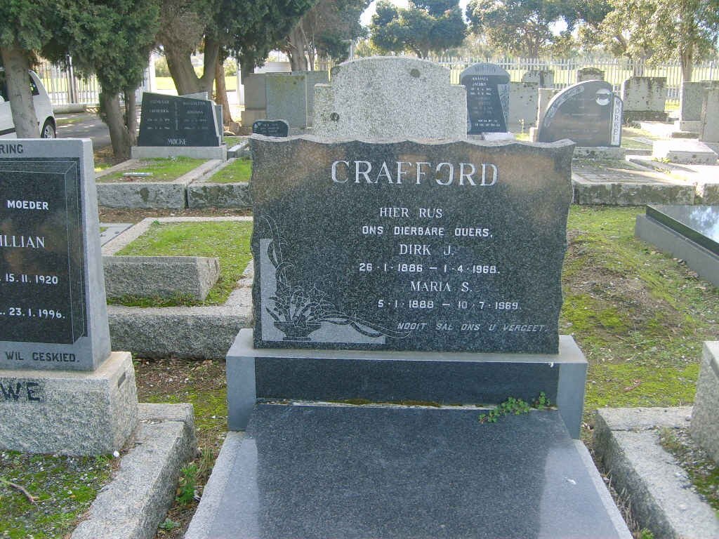 CRAFFORD Dirk J. 1886-1968 &amp; Maria S. 1888-1969