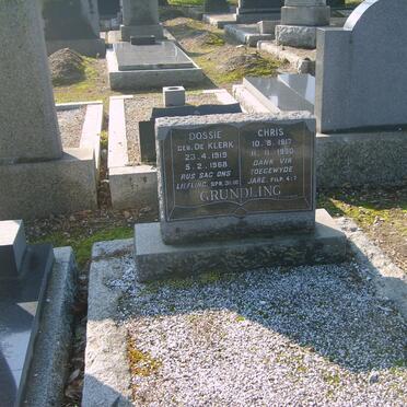 GRUNDLING Chris 1917-1990 &amp; Dossie DE KLERK 1919-1968