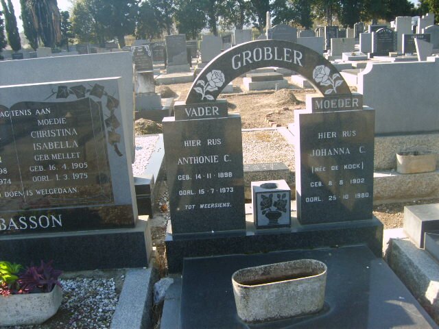 GROBLER Anthonie C. 1898-1973 &amp; Johanna C. DE KOCK 1902-1980