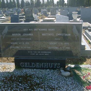 GELDENHUYS Matthys Christiaan 1926-1991 &amp; Marion Johanna CHRISTENSEN 1931-1991