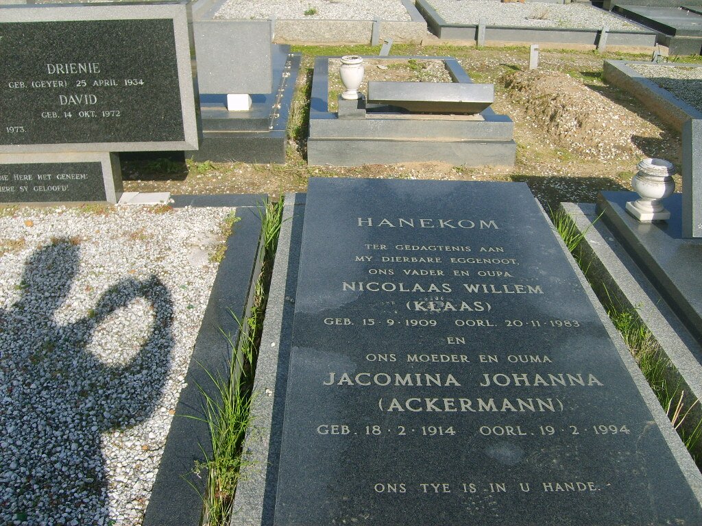 HANEKOM Nicolaas Willem 1909-1983 &amp; Jacomina Johanna ACKERMANN  1914-1994