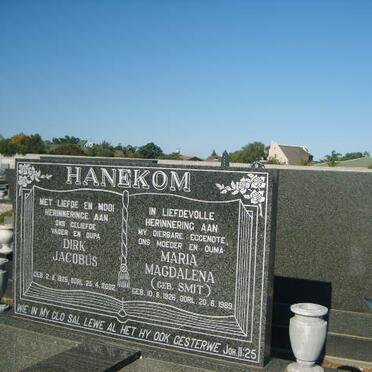 HANEKOM Dirk Jacobus 1926-2002 &amp; Maria Magdalena SMIT 1926-1989