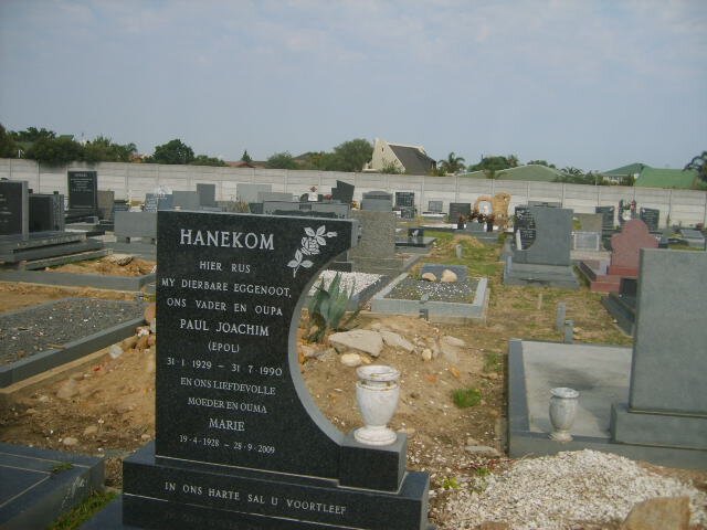 HANEKOM Paul Joachim 1929-1990 &amp; Marie 1928-2009