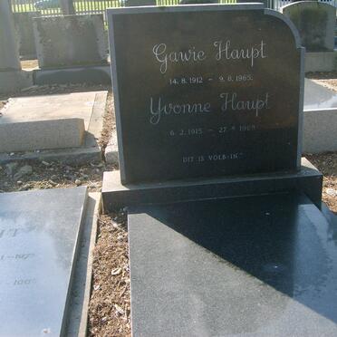 HAUPT Gawie 1912-1965 &amp; Yvonne 1915-1988