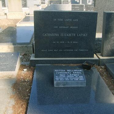 LATSKY Catharina Elizabeth 1878-1964 :: KRIEG Reitzia nee LATSKY 1919-2007