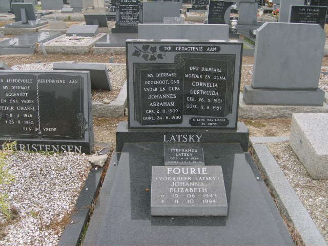 LATSKY Johannes Abraham 1909-1980 &amp; Cornelia Gertruida 1901-1987 :: FOURIE Johanna Elizabeth nee LATSKY 1943-1994