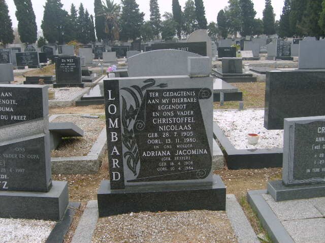LOMBARD Christoffel Nicolaas 1905-1980 &amp; Adriana Jacomina BESTER 1908-19?4