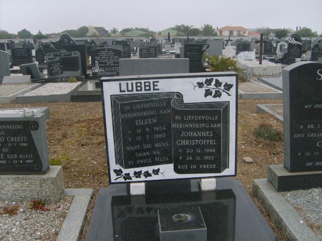 LUBBE Johannes Christoffel 1946-1982 &amp; Eileen 1954-1980