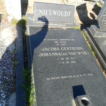 NIEUWOUDT Jacoba Gertruida Johanna nee VAN WYK 1914-1994