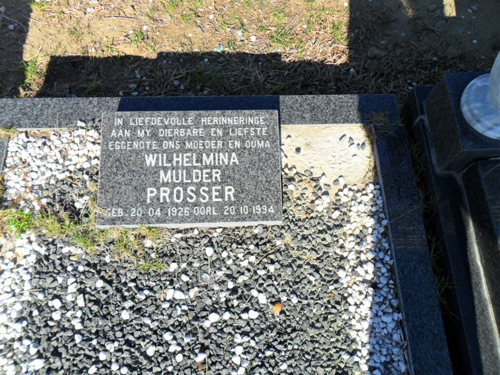 PROSSER Wilhelmina Mulder 1926-1994