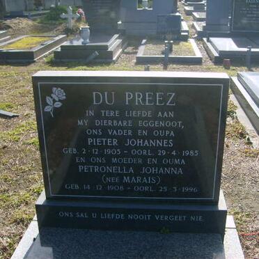 PREEZ Pieter Johannes, du 1905-1985 &amp; Petronella Johanna MARAIS 1908-1996