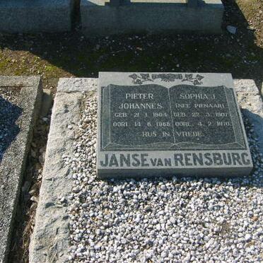 RENSBURG Pieter Johannes, Janse van 1904-1988 &amp; S0PHIA J. PIENAAR 1907-1970