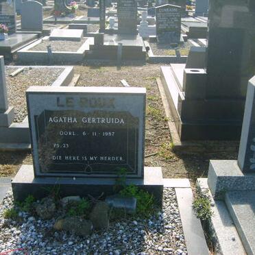 ROUX Agatha Gertruda, le -1987