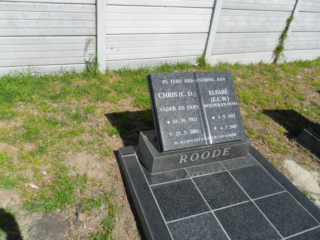 ROODE C.D. 1921-2003 &amp; E.C.W. 1921-2007