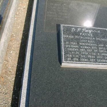 PAYNE Dirkie Petronella nee HUMAN 1909-1988