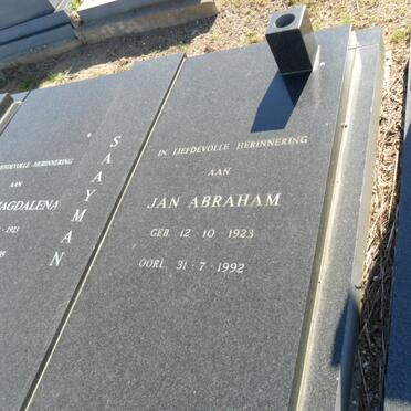 SAAYMAN Jan Abraham 1923-1992 &amp; Susara Magdalena 1923-2005