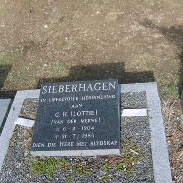 SIEBERHAGEN C.H. nee VAN DER MERWE 1904-1985