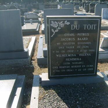 TOIT Charl Petrus Jacobus Baard, du 1902-1984 &amp; Wilhelmina Helena Hendrina SCHADE 1904-1989