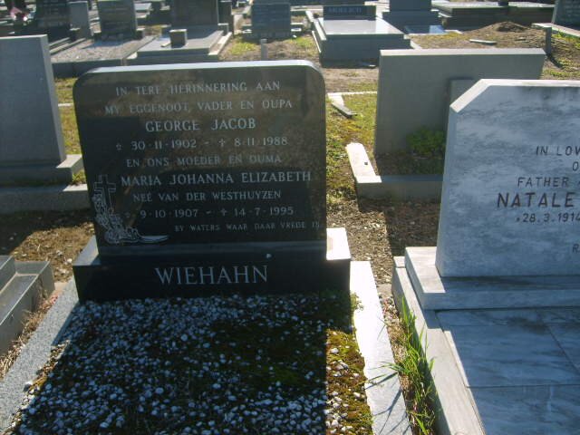 WIEHAHN George Jacob 1902-1988 &amp; Maria Johanna Elizabeth VAN DER WESTHUYZEN 1907-1995