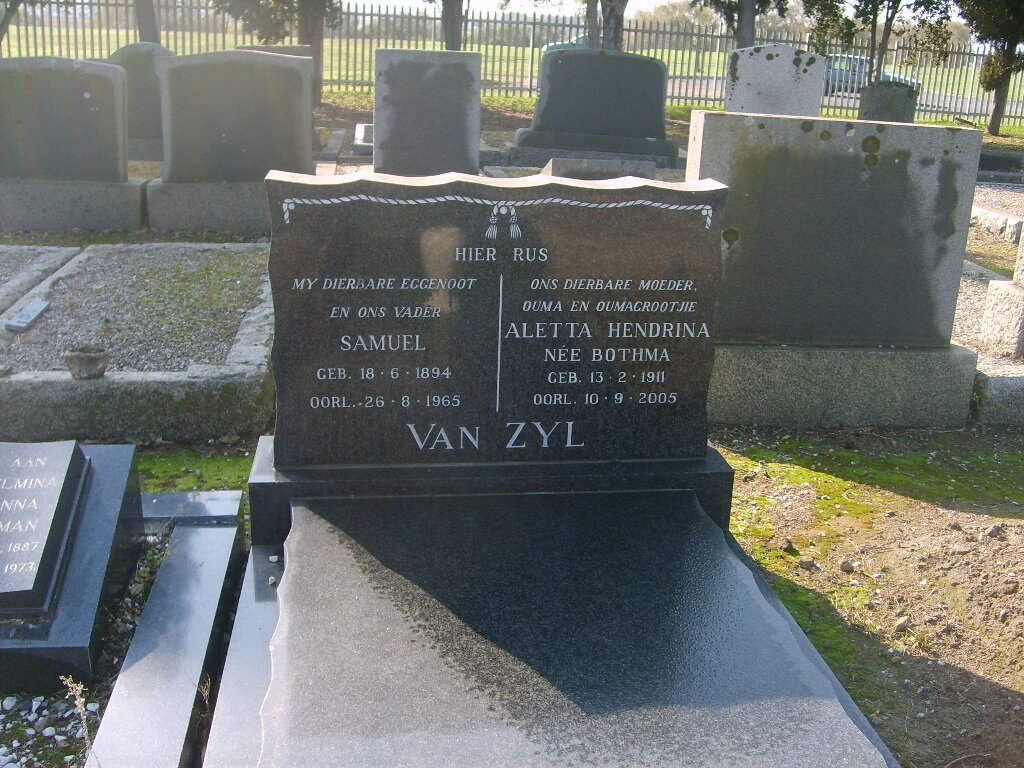 ZYL Samuel, van 1894-1965 &amp; Aletta Hendrina BOTHMA 1911-2005