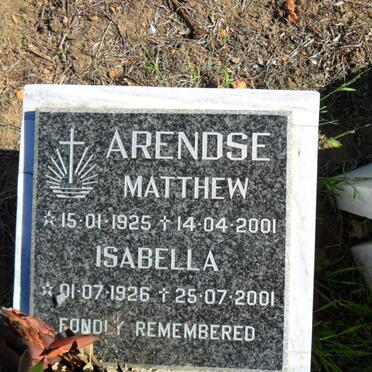 ARENDSE Matthew 1925-2001 &amp; Isabella 1926-2001