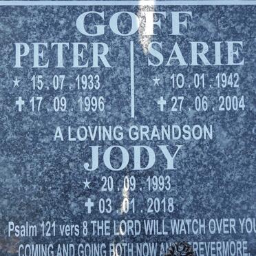 GOFF Peter 1933-1996 &amp; Sarie 1942-2004 :: GOFF Jody 1993-2018