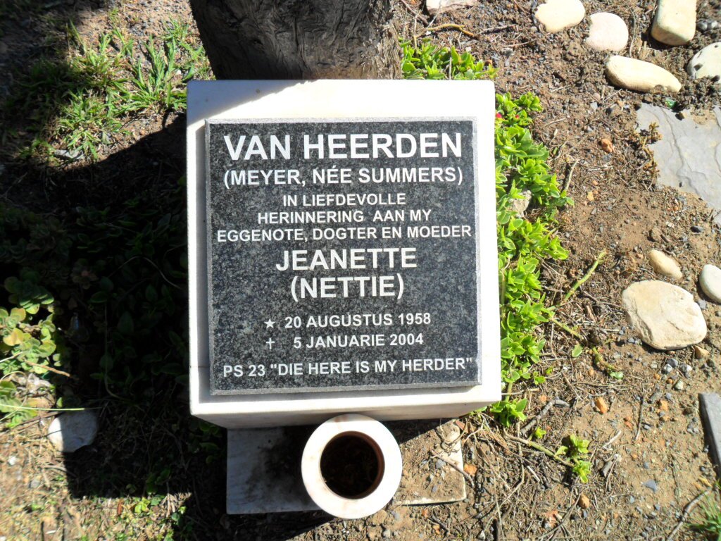 HEERDEN Jeanette, van formerly MEYER nee SUMMERS 1958-2004