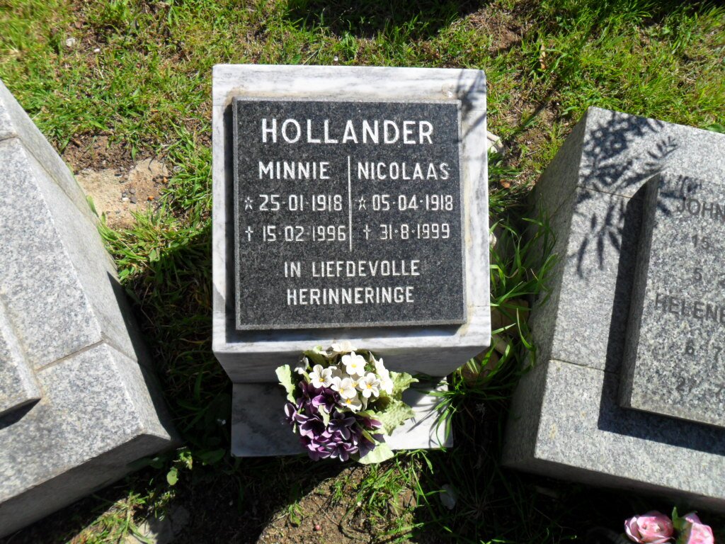 HOLLANDER Nicolaas 1918-1999 &amp; Minnie 1918-1996