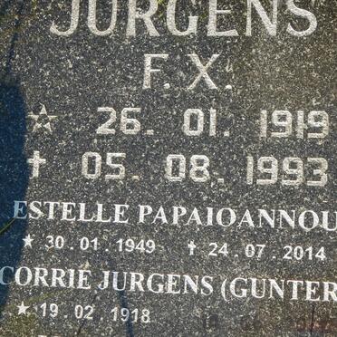 JURGENS F.X. 1919-1993 &amp; Corrie GUNTER 1918- :: PAPAIOANNOU Estelle 1949-2014