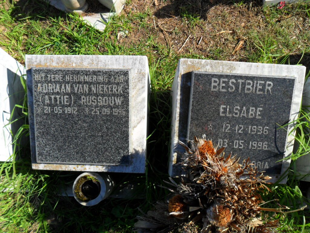 RUSSOUW Adriaan van Niekerk 1912-1996 :: BESTBIER Elsabe 1936-1996