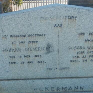 ACKERMANN Johann Diederich 1864-1945 &amp; Susara Wilhelmina LOUBSER 1873-1949