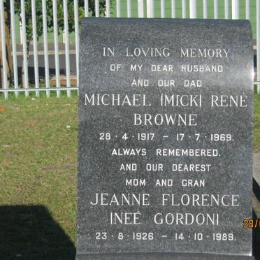 BROWNE Michael Rene 1917-1969 &amp; Jeanne Florence GORDON 1926-1989