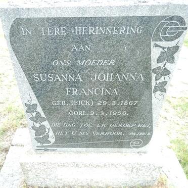 BOOYSEN Susanna Johanna Francina nee FICK 1867-1956