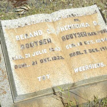 BOOYSEN Berand C. 1843-1925 &amp; Hendrika S. VOS 1846-1918