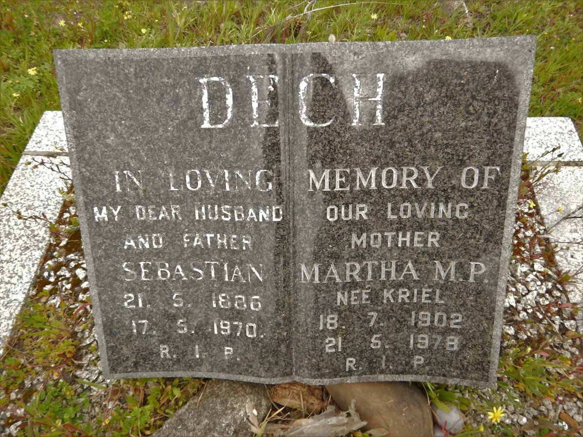 DECH Sebastian 1886-1970 &amp; Martha M.P. KRIEL 1902-1978